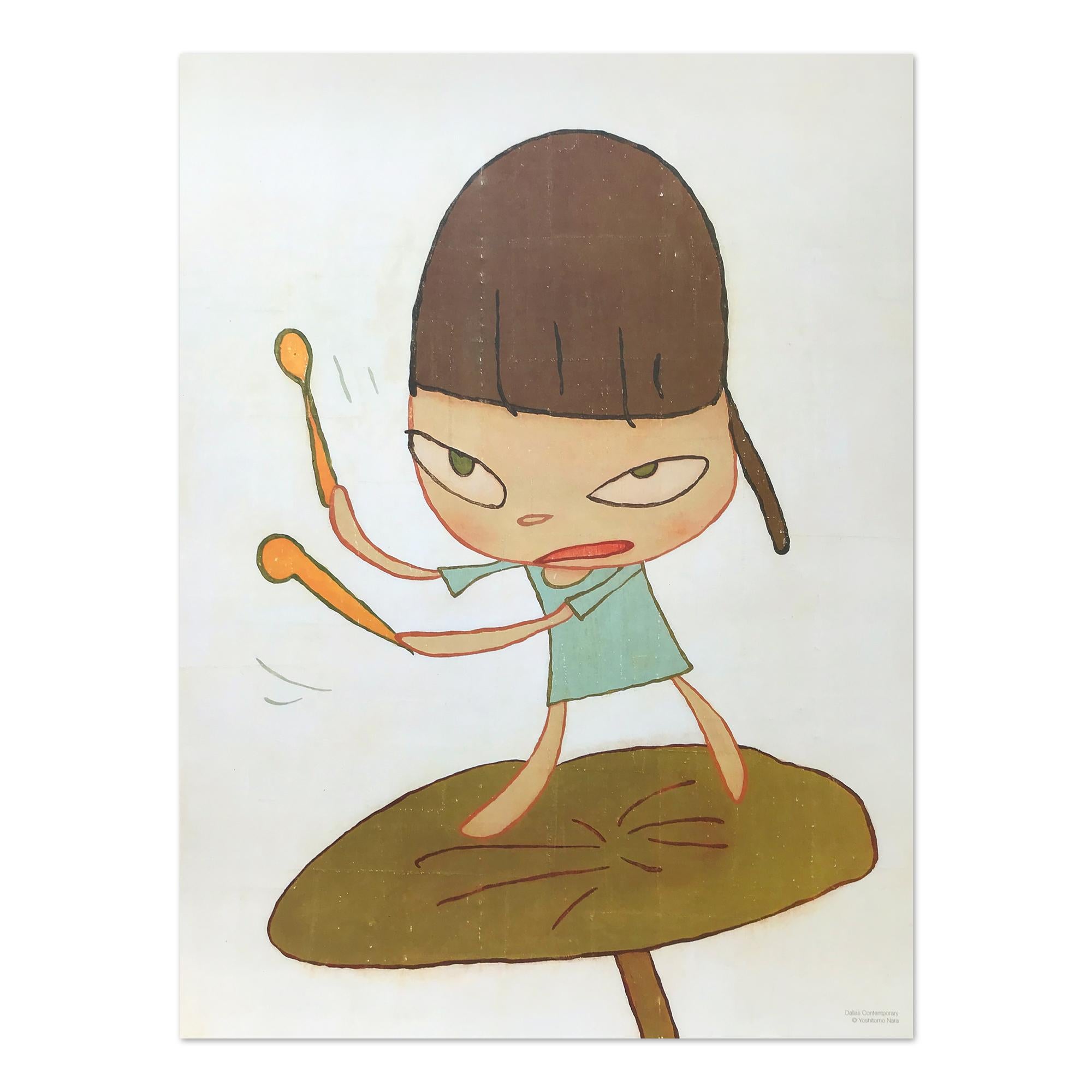 Yoshitomo Nara (1959, Japanese)
Marching on a Butterbur Leaf, 2019
Medium: Offset print on archival quality paper (incl. 5 stickers, as issued)
Dimensions: 61 × 45.7 cm (24 × 18 in)
Original edition of 1000: Not signed, not numbered, incl. 5