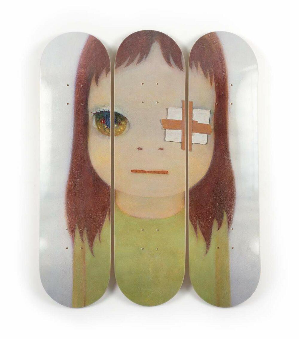 Girl with Eye Patch "Untitled" 3 Deck Triptych Set  - Sculpture by Yoshitomo Nara