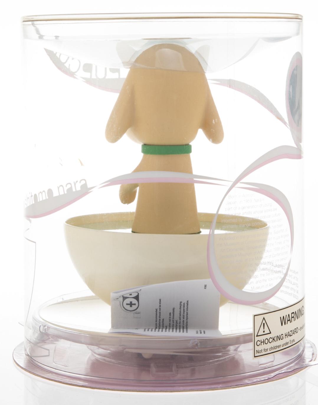 Yoshitomo Nara Pup Cup 2003:
This rare early Yoshitomo Nara Pup Cup art toy features Nara's Lonesome Puppy molded in a cup.  A nicely-sized, highly collectible Nara art toy sure to standout in any setting. 

Medium: Vinyl art toy. Year: