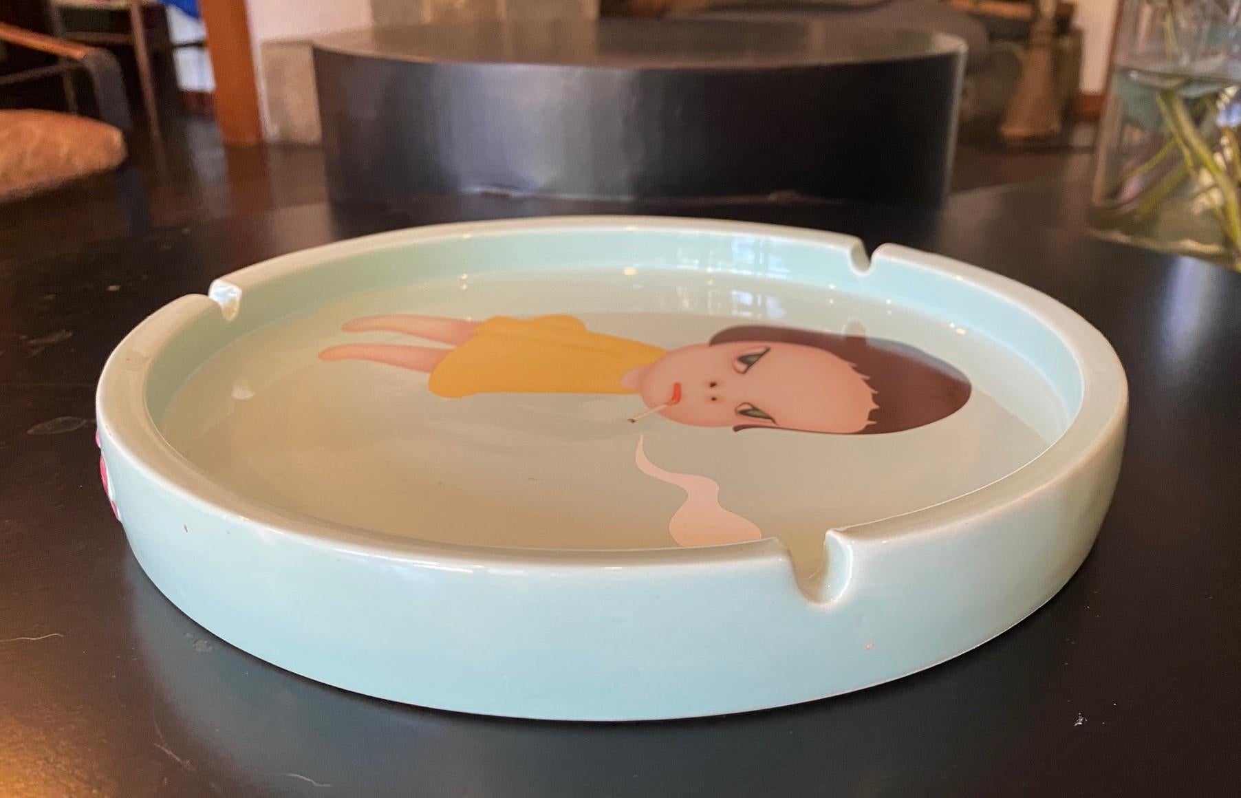 Yoshitomo Nara, Too Young to Die, Japanese Glazed Porcelain Ceramic Ashtray 2002 For Sale 2