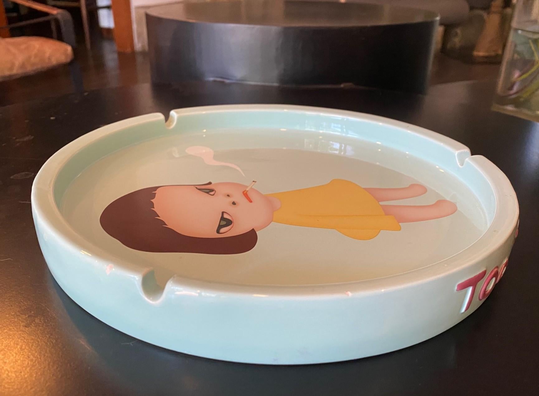 Yoshitomo Nara, Too Young to Die, Japanese Glazed Porcelain Ceramic Ashtray 2002 For Sale 3