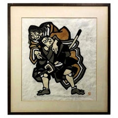 Vintage Yoshitoshi Mori Signed Limited Edition Japanese Stencil Print, 1969