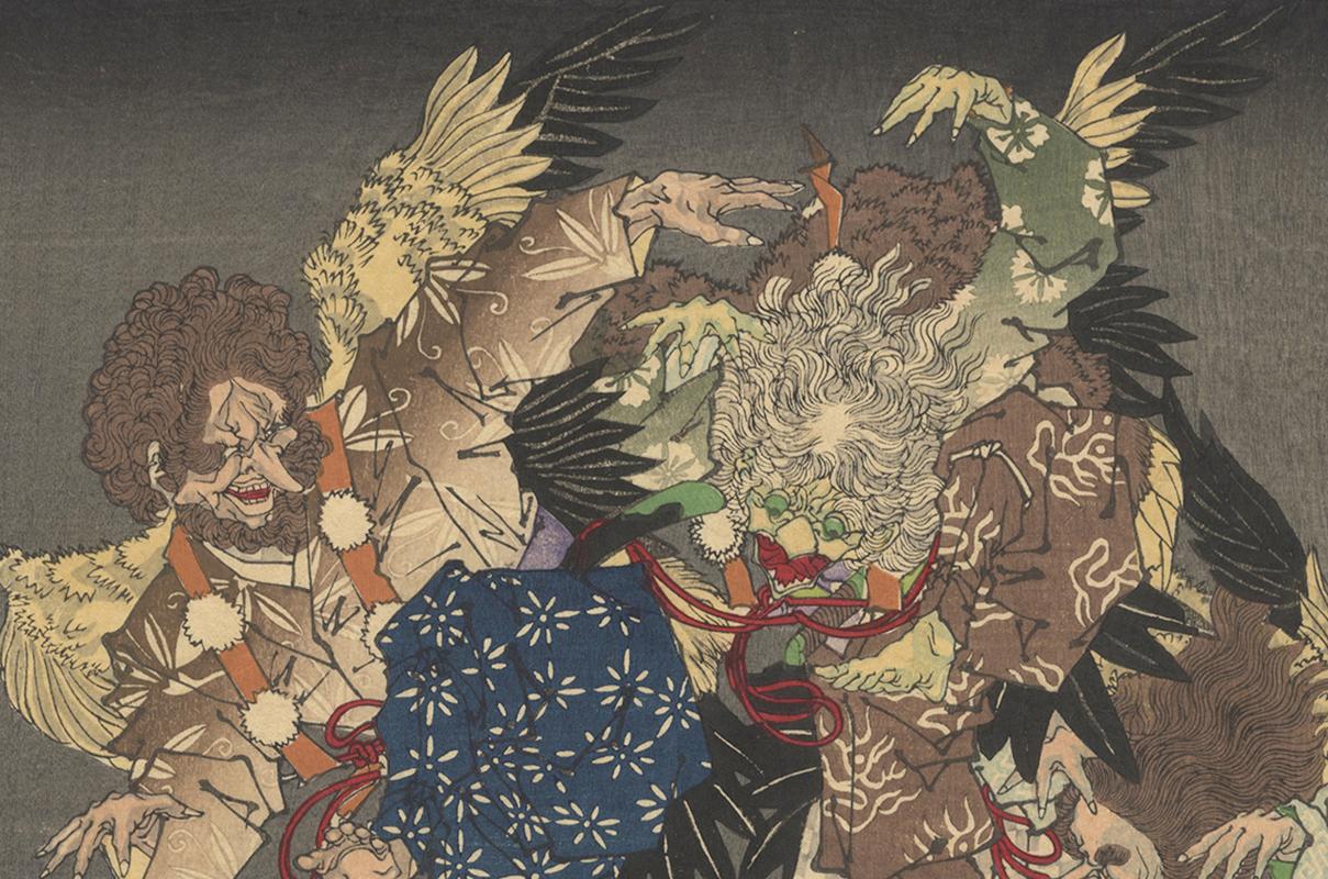 Meiji Yoshitoshi, Original Japanese Woodblock Print, Ghost, Ukiyo-e, Art, 19th Century