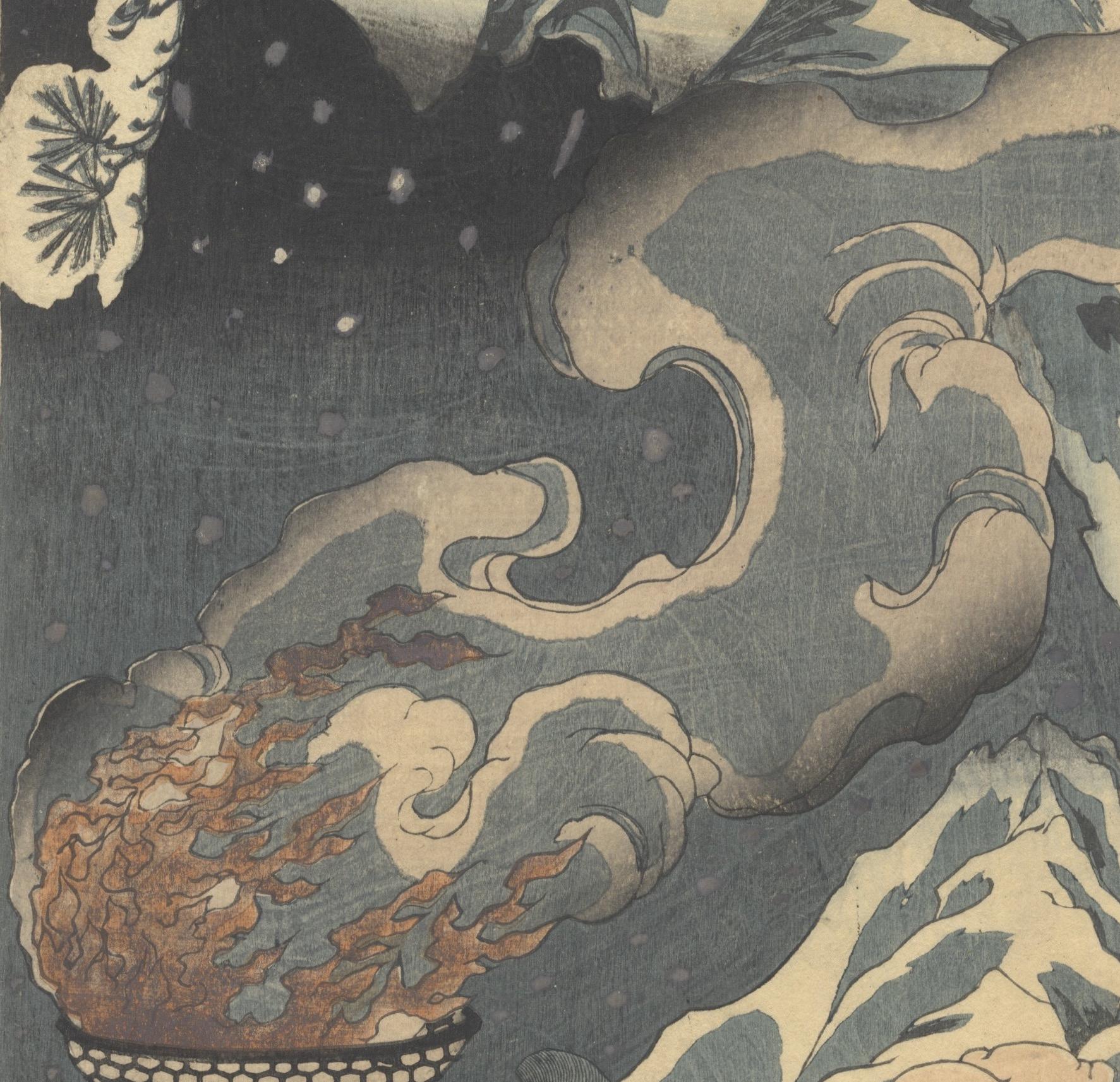 Yoshitoshi Tsukioka, Floating World, Original Japanese Woodblock Print, Edo In Good Condition For Sale In London, GB