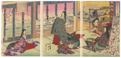 Chikanobu, Poem Reading, Heian Beauty, Court, Japanese Woodblock Print, Ukiyo-e