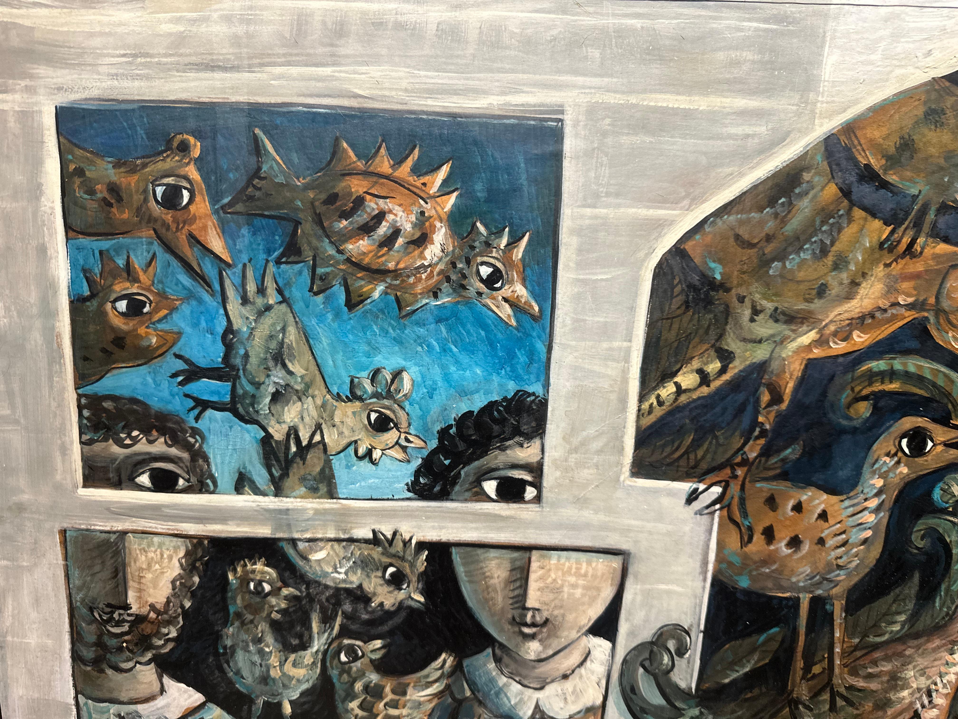 L'Arca di Noè, 1967 bellissimo dipinto di Yosl Bergner in vendita 1