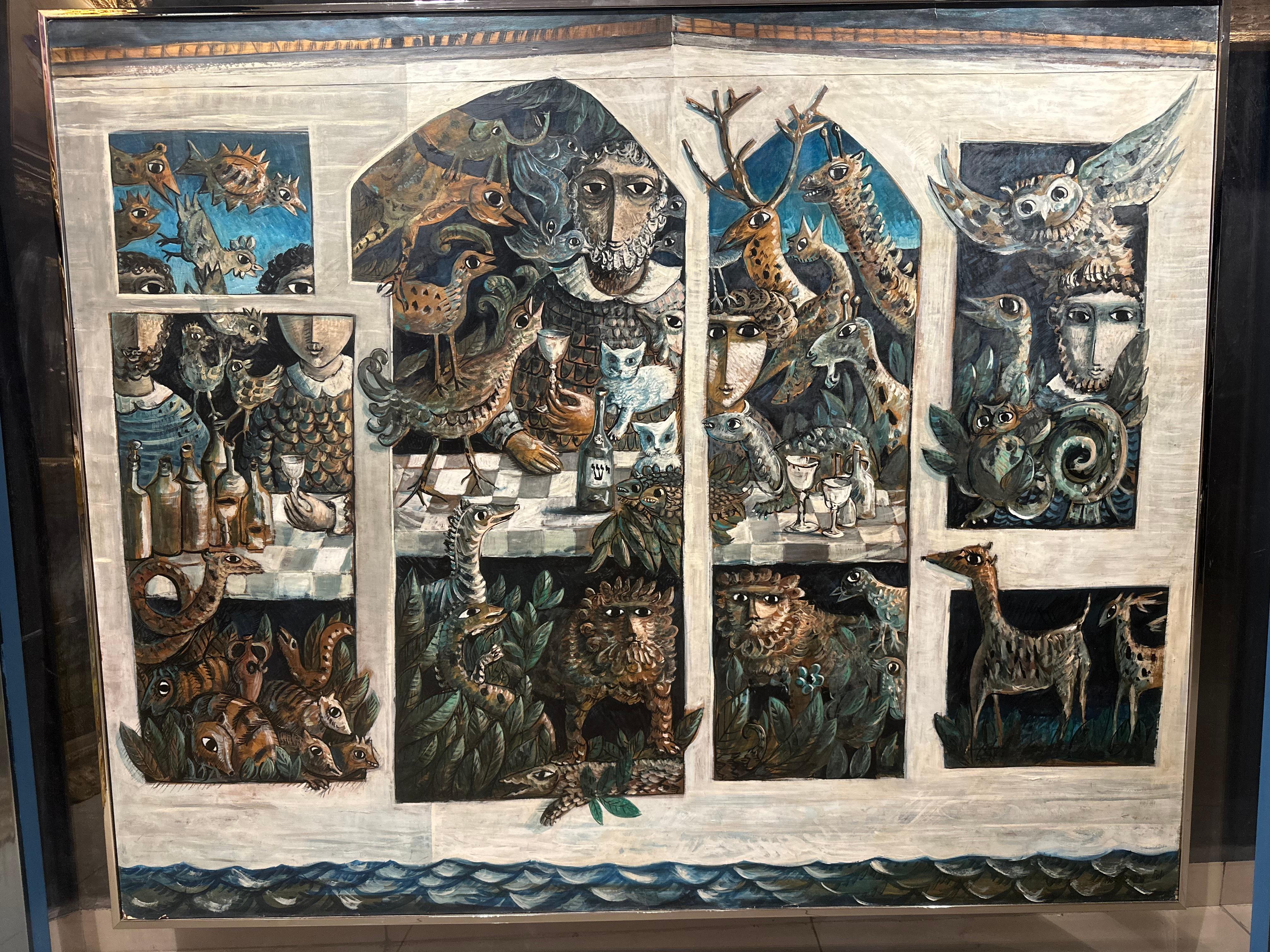 L'Arca di Noè, 1967 bellissimo dipinto di Yosl Bergner in vendita 6