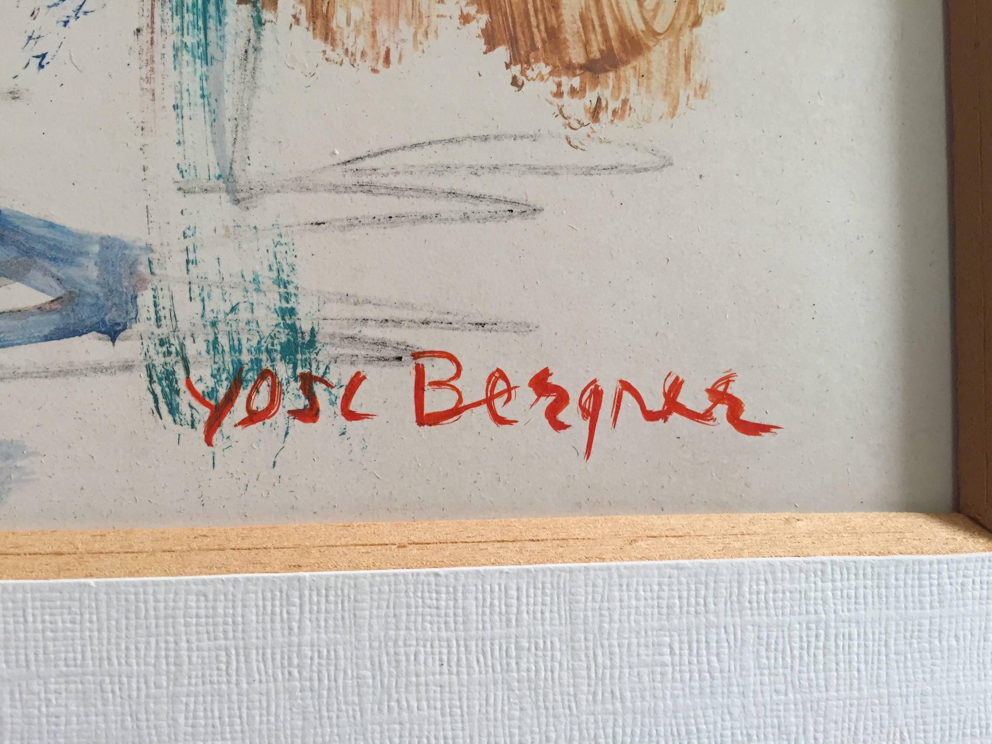 Rare Israeli Modernist Figurative Abstract Gouache Painting For Sale 2