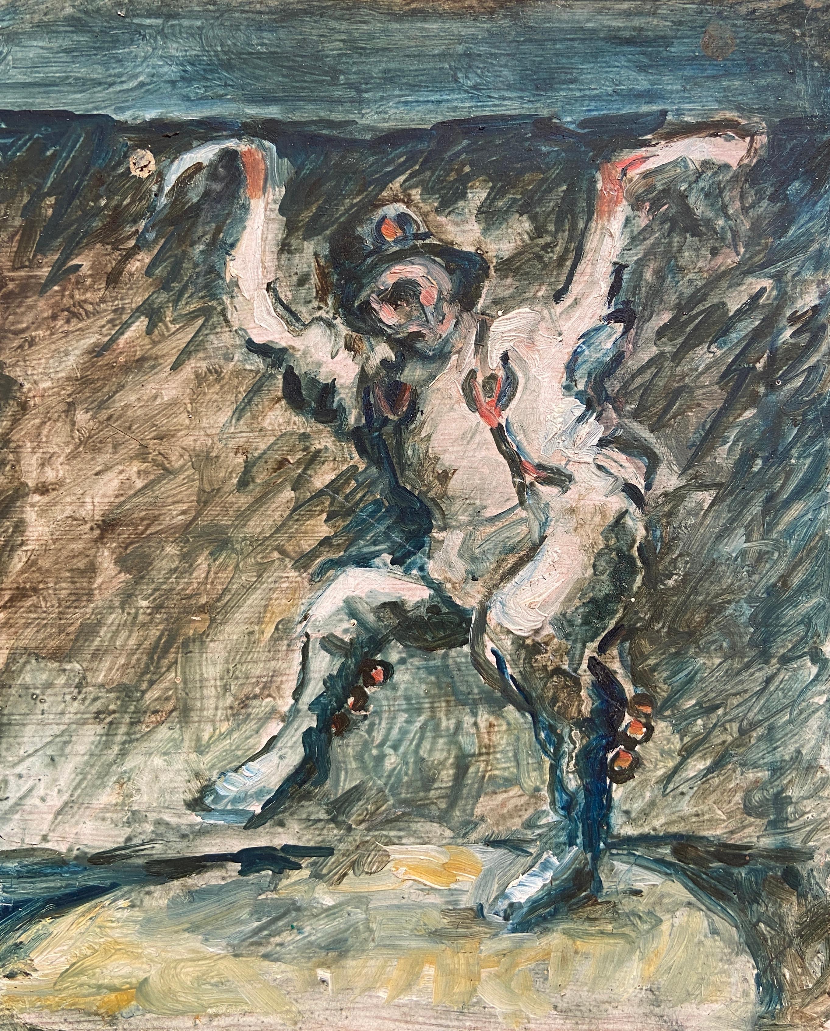 Yosl Bergner Figurative Painting - The Solemn Morris Dancer