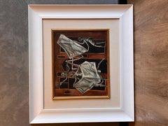 Yosl Bergner Signed Israeli Painting, Modern figurative, Theatrical Scene