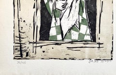 1959 Israeli Yosl Bergner Modernist Color Woodcut Woodblock Print