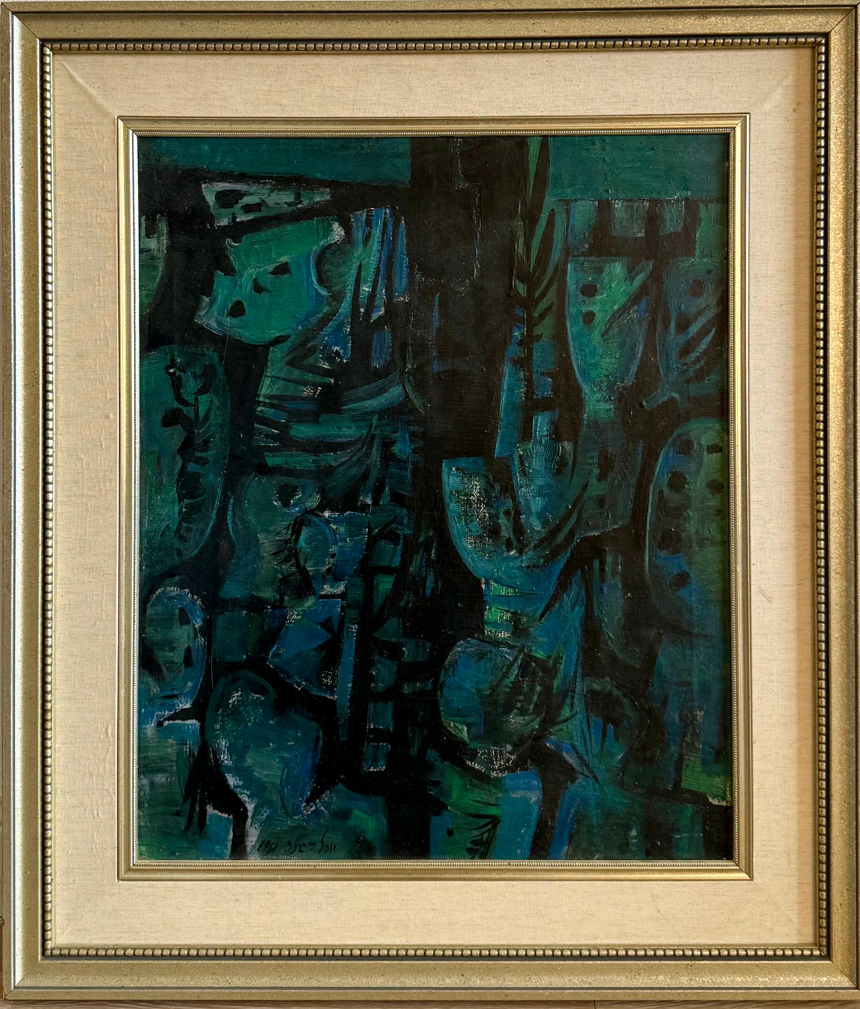 Israeli Expressionist Oil Painting Yosl Bergner Modernist Abstract Composition For Sale 10