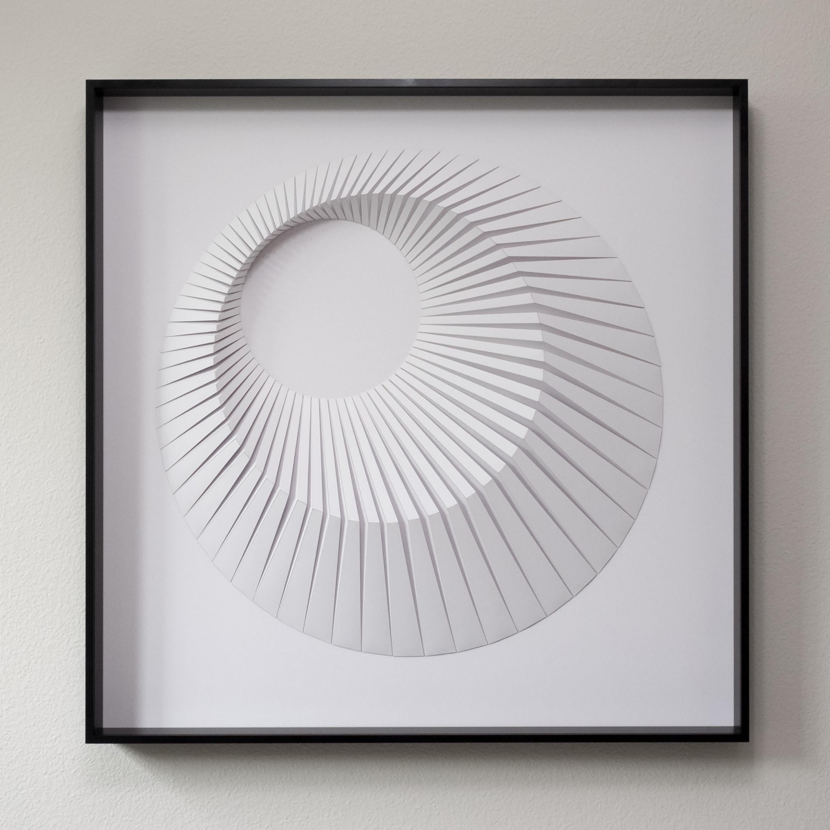 Yossi Ben Abu Abstract Painting - Eclipse A White - geometric abstract wall sculpture