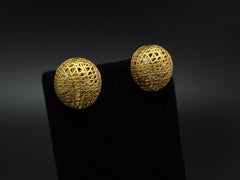 Yossi Harari 18K Yellow Gold Diamond Woven Rounded Earrings