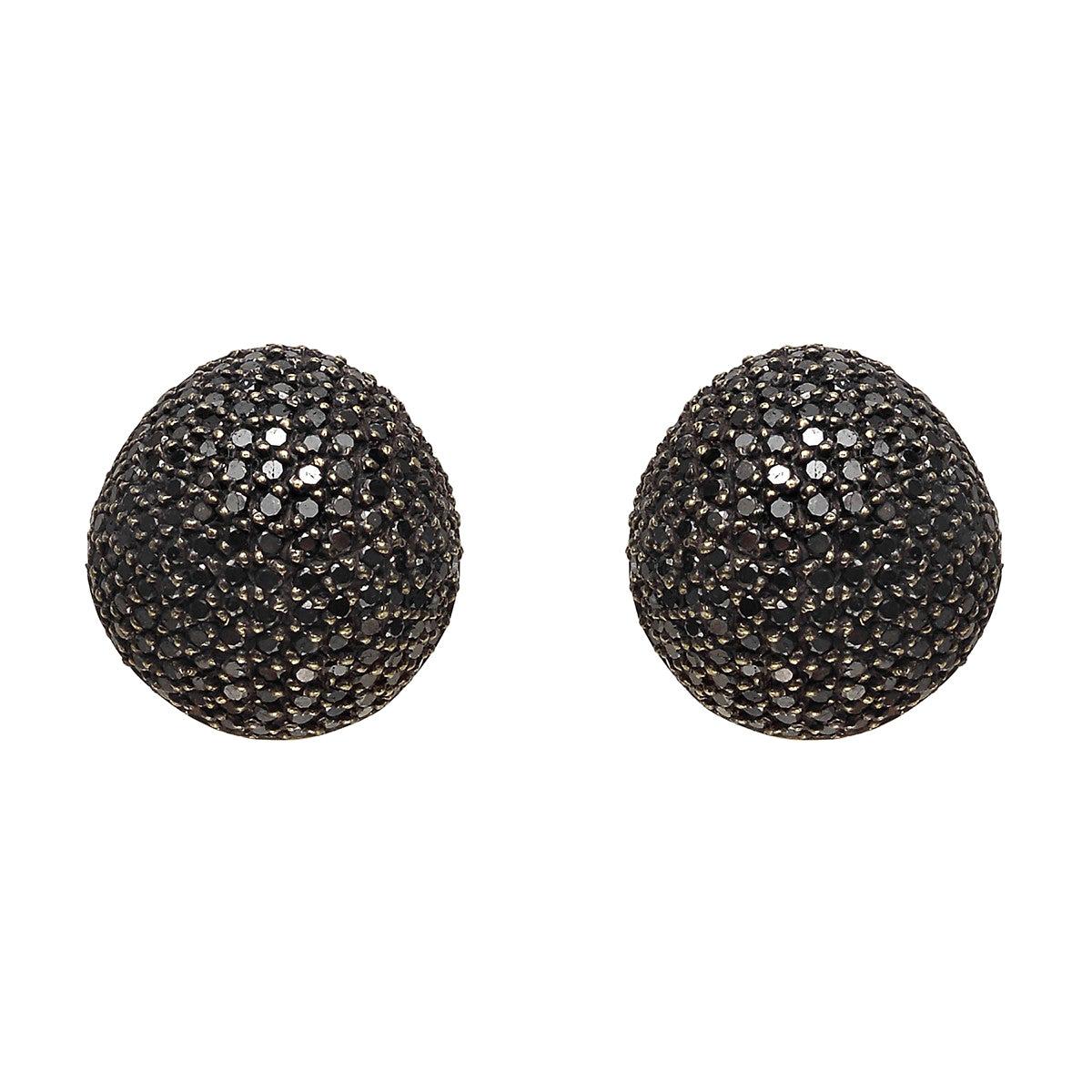Yossi Harari Black Diamond Dome Earrings For Sale