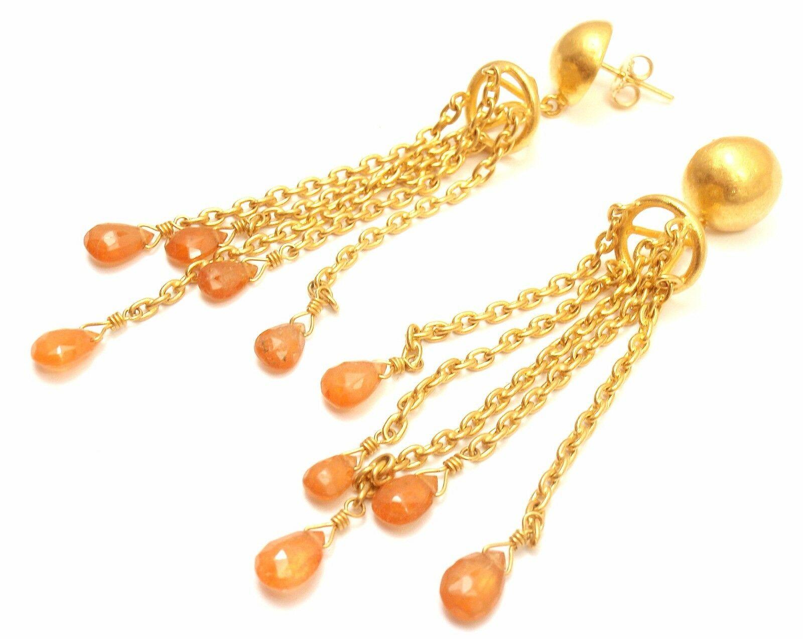 Women's or Men's Yossi Harari Citrine Gemstone Yellow Gold Drop Earrings For Sale