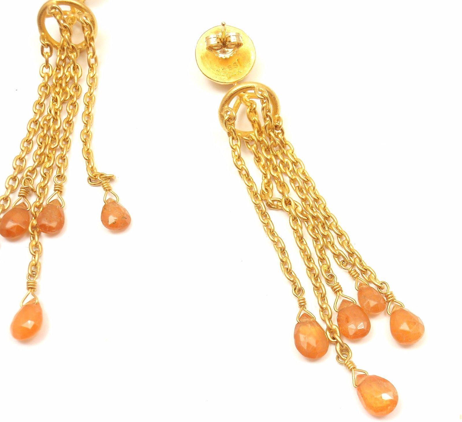Yossi Harari Citrine Gemstone Yellow Gold Drop Earrings For Sale 2