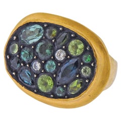 Yossi Harari Gold Diamond Multi-Color Gemstone Ring