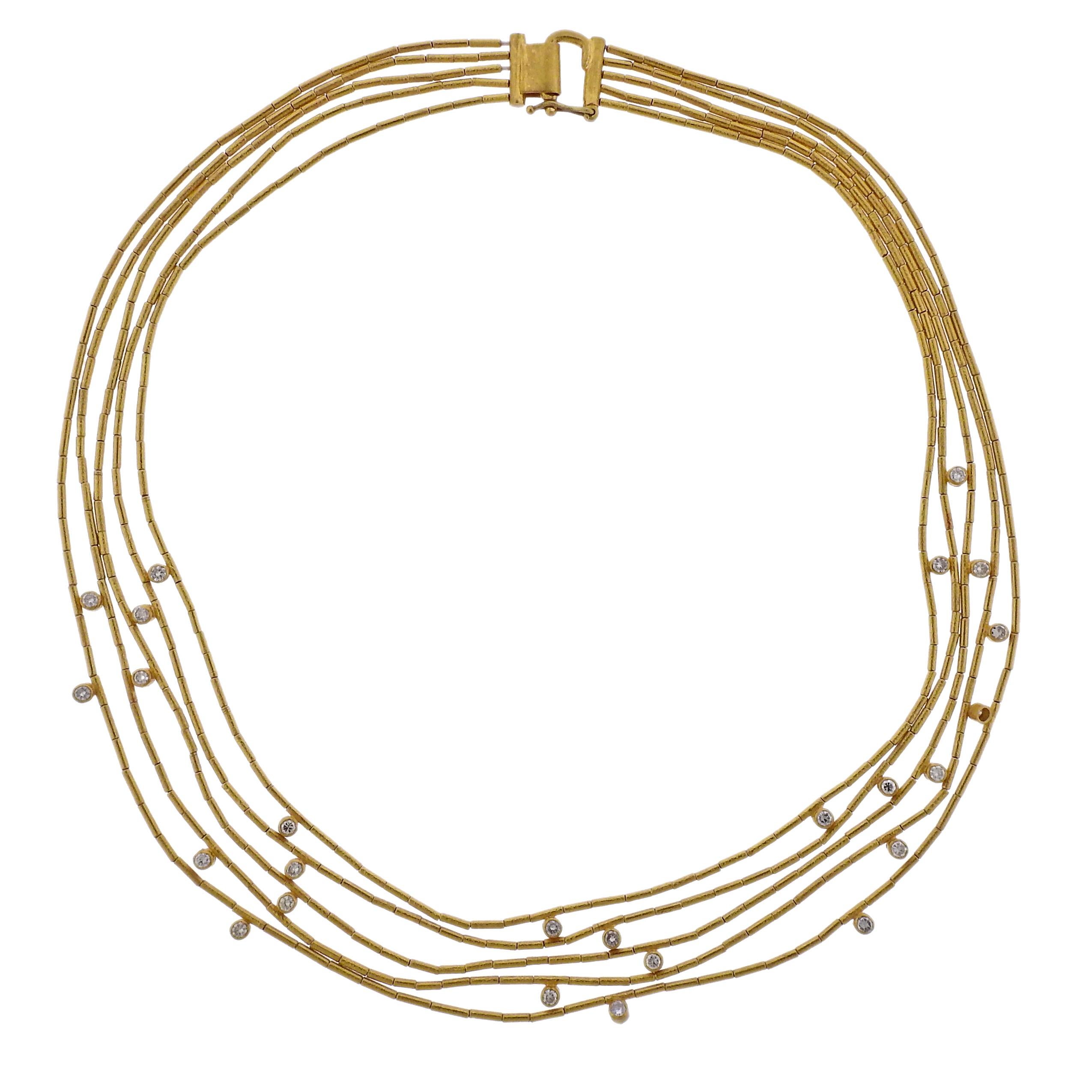 Yossi Harari Olympia Gold Diamond Multi Strand Necklace