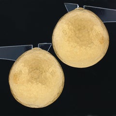 Yossi Harari Roxanne 24k Yellow Gold Domed Hammered Finish Large Button Earrings