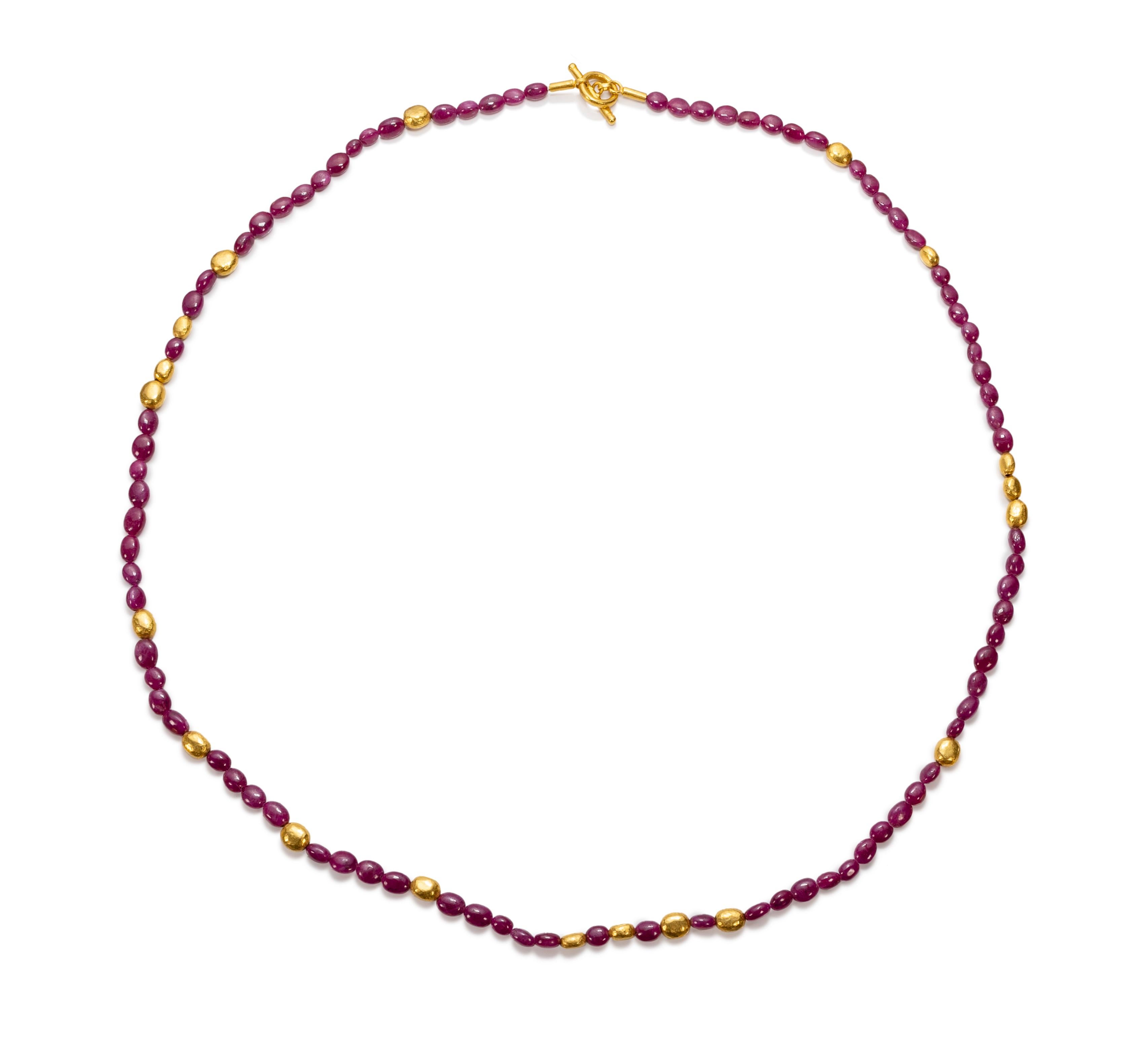 Artisan Yossi Harari Collier de perles en or et rubis en vente