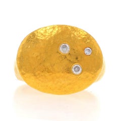 YOSSI Rachel Diamond Cluster Ring - Yellow Gold 24k Round .13ctw Hammered