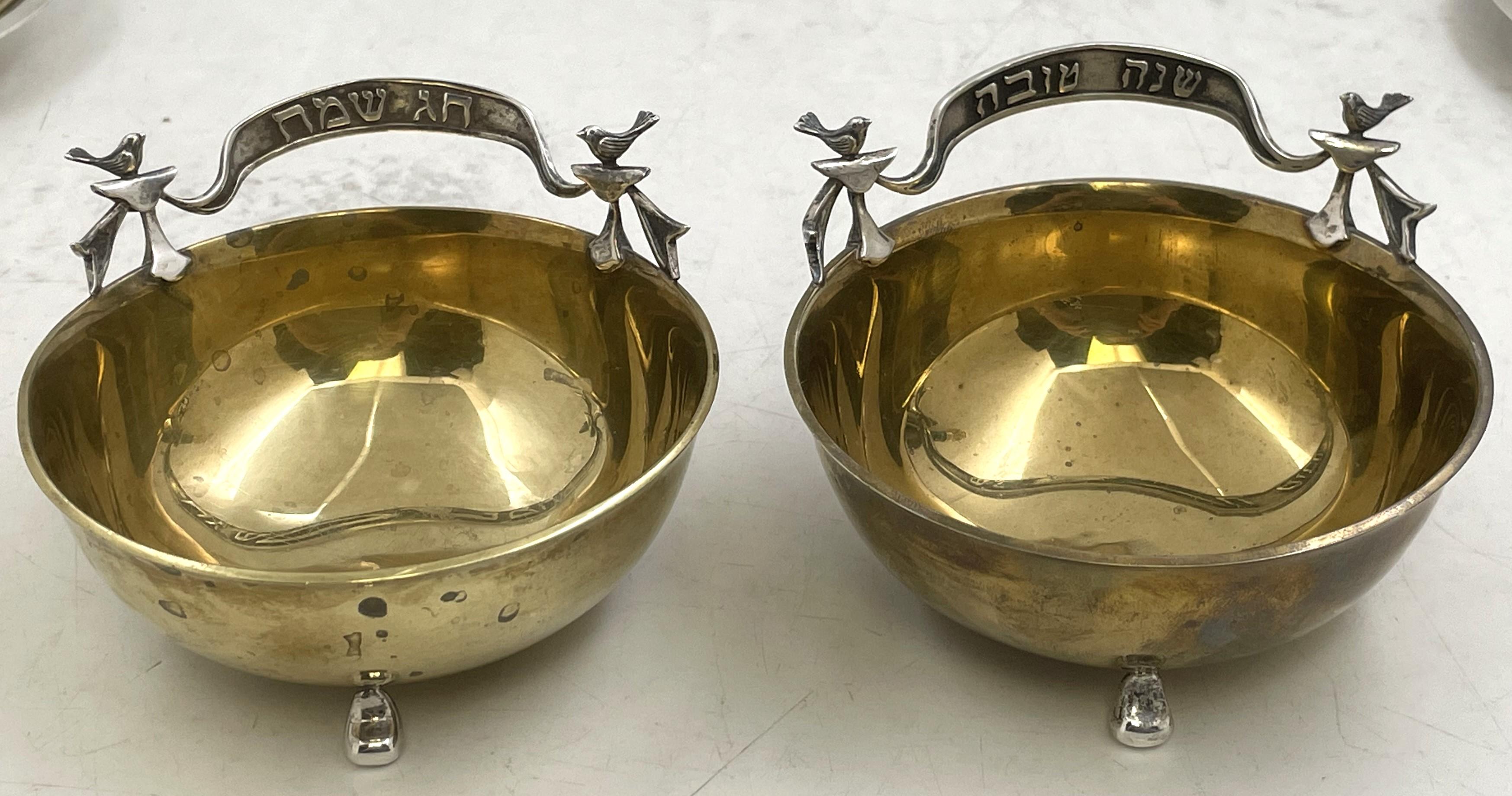 20th Century Yossi Swed 5-Piece Rosh Hashanah Set with Honey Dishes For Sale