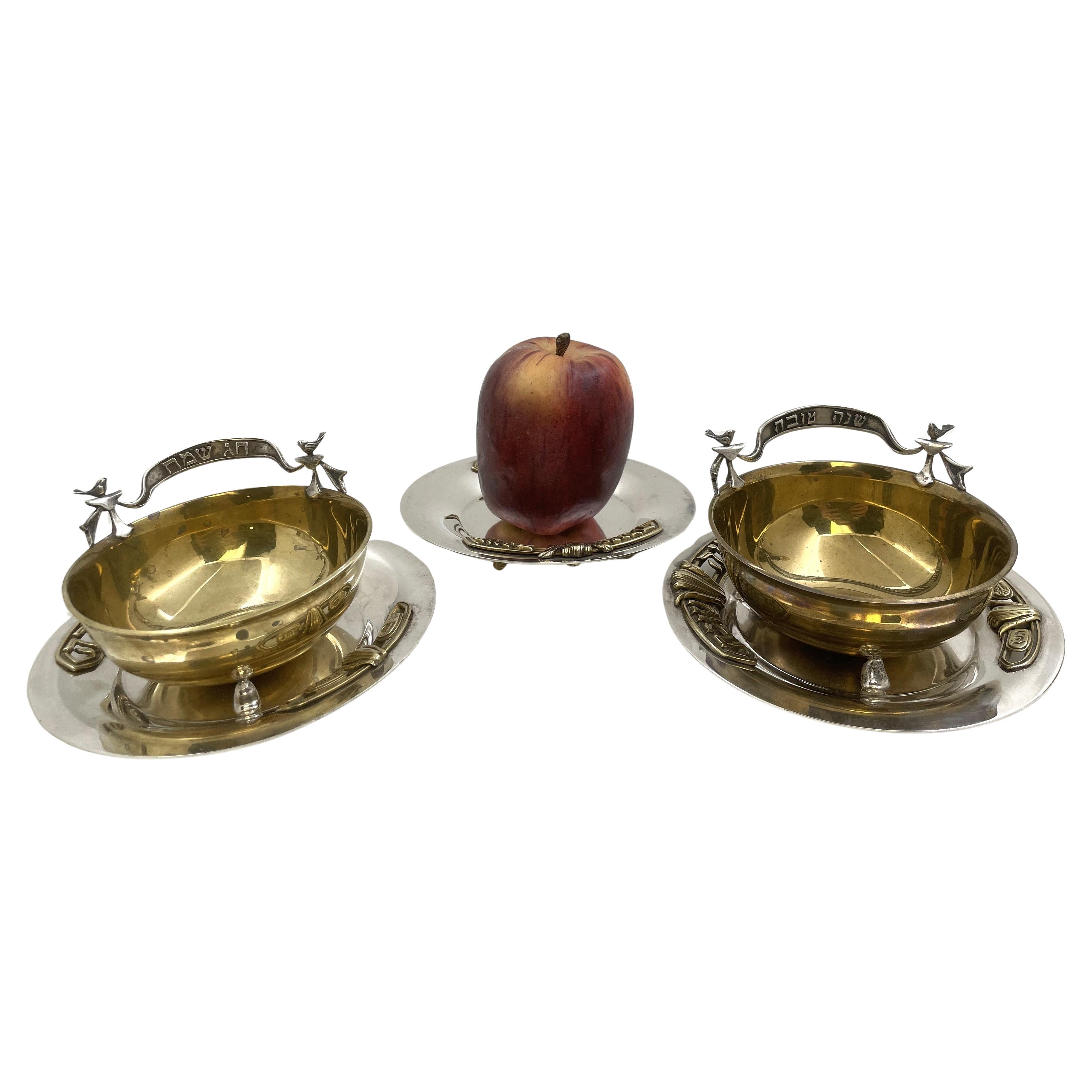 Yossi Swed 5-Piece Rosh Hashanah Set with Honey Dishes For Sale