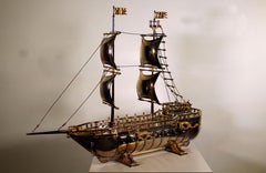 Yossi Swed Partial Gilt Silver Ship-Form Menorah 4/65 1992-1993