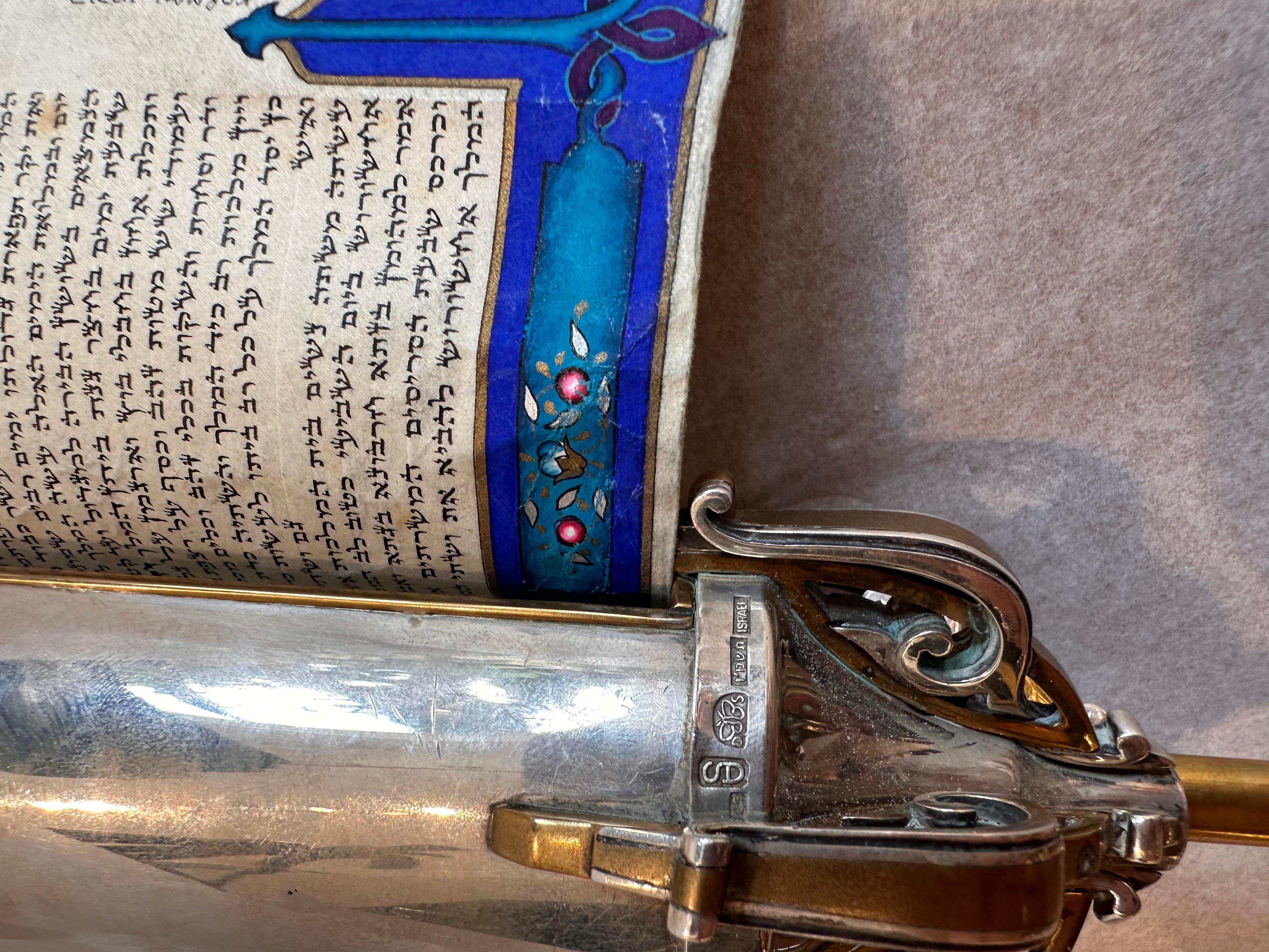 Belle Esther Megillah spectaculaire Judaica en or doré et argent sterling  pièce en vente 1
