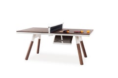 You & Me Wooden Top 180 Indoor Ping Pong in Walnut and White by RS Barcelona