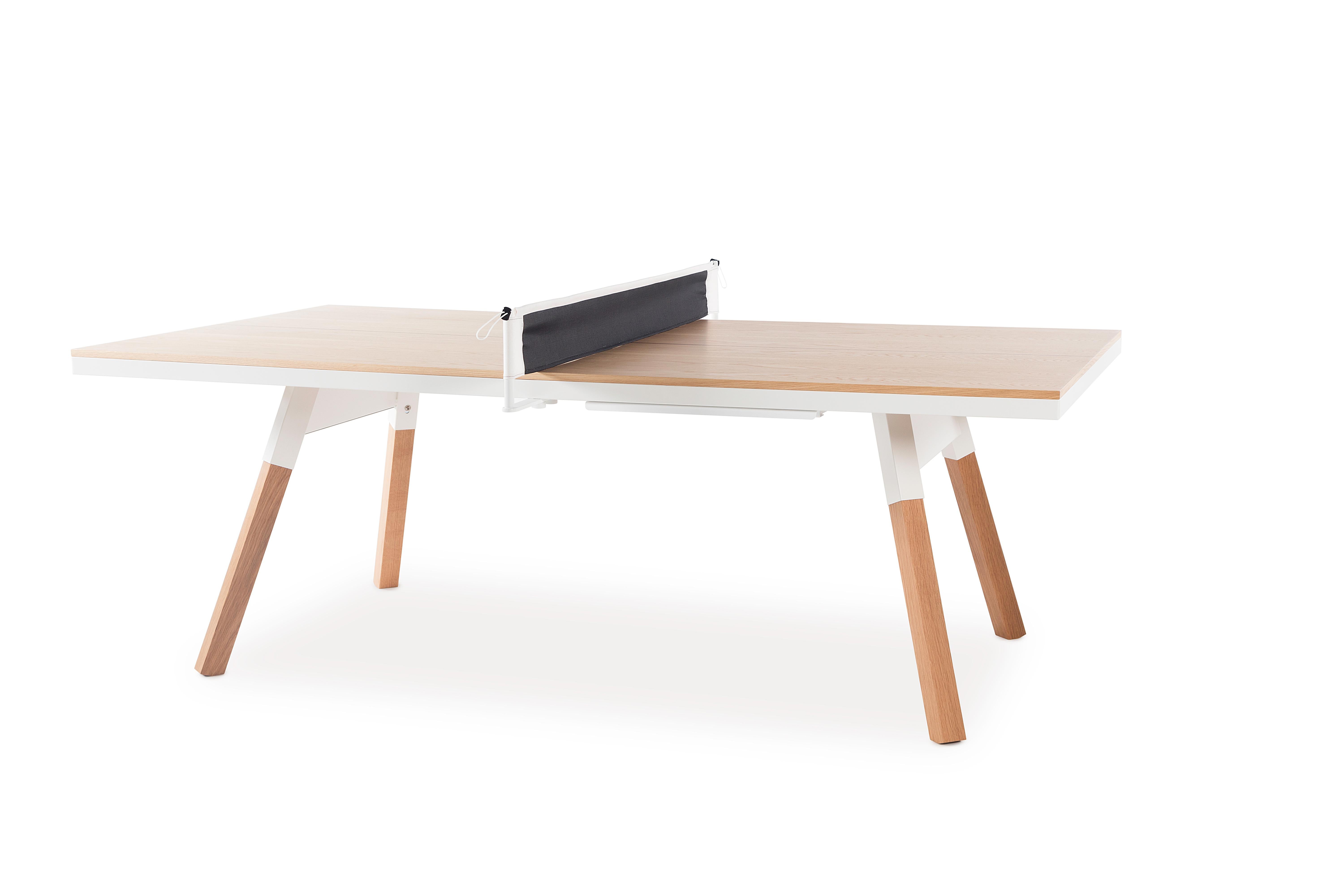 Modern You and Me Indoor Ping Pong Table by RS Barcelona in Oak Wood & White For Sale