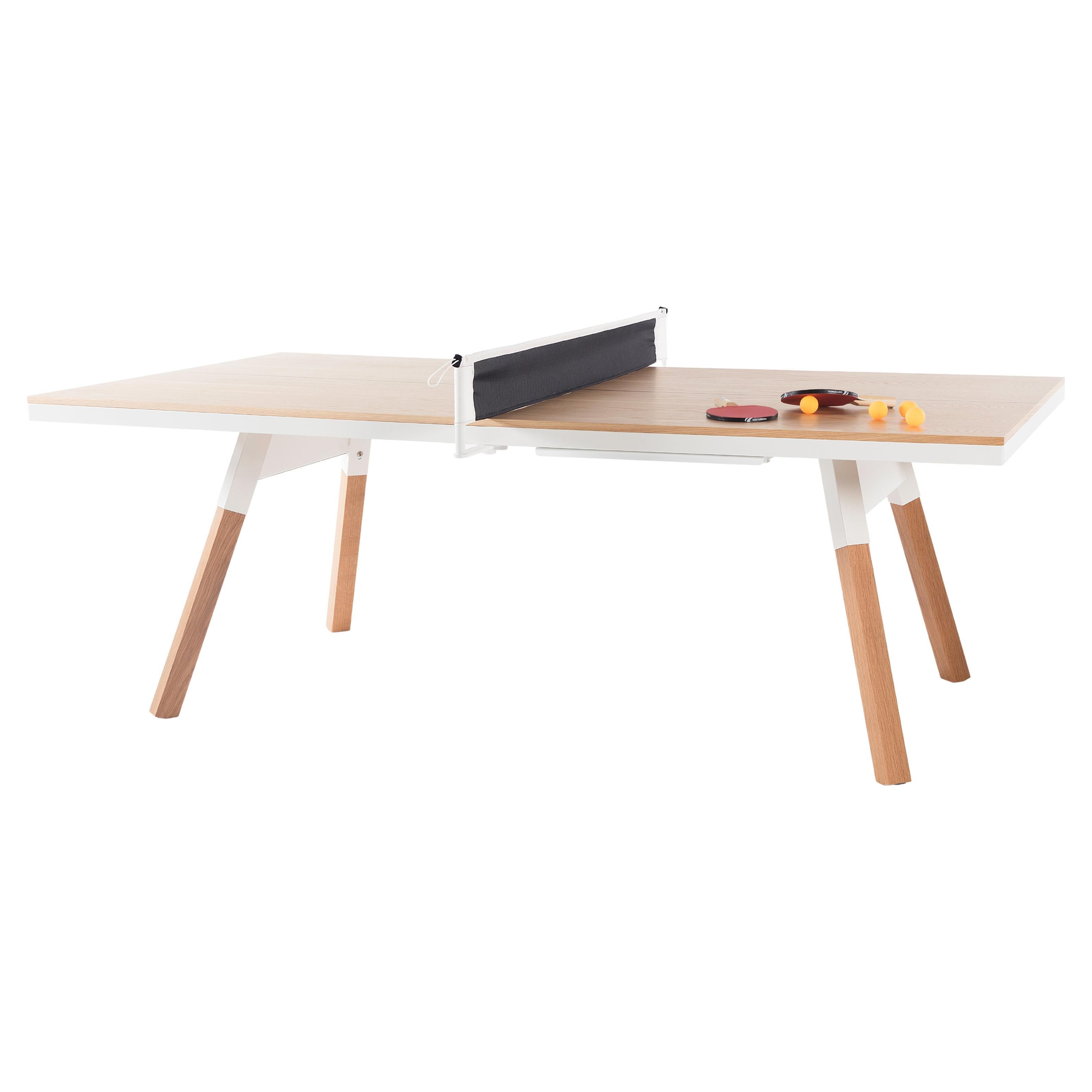 You and Me Indoor Ping Pong Table by RS Barcelona in Oak Wood & White