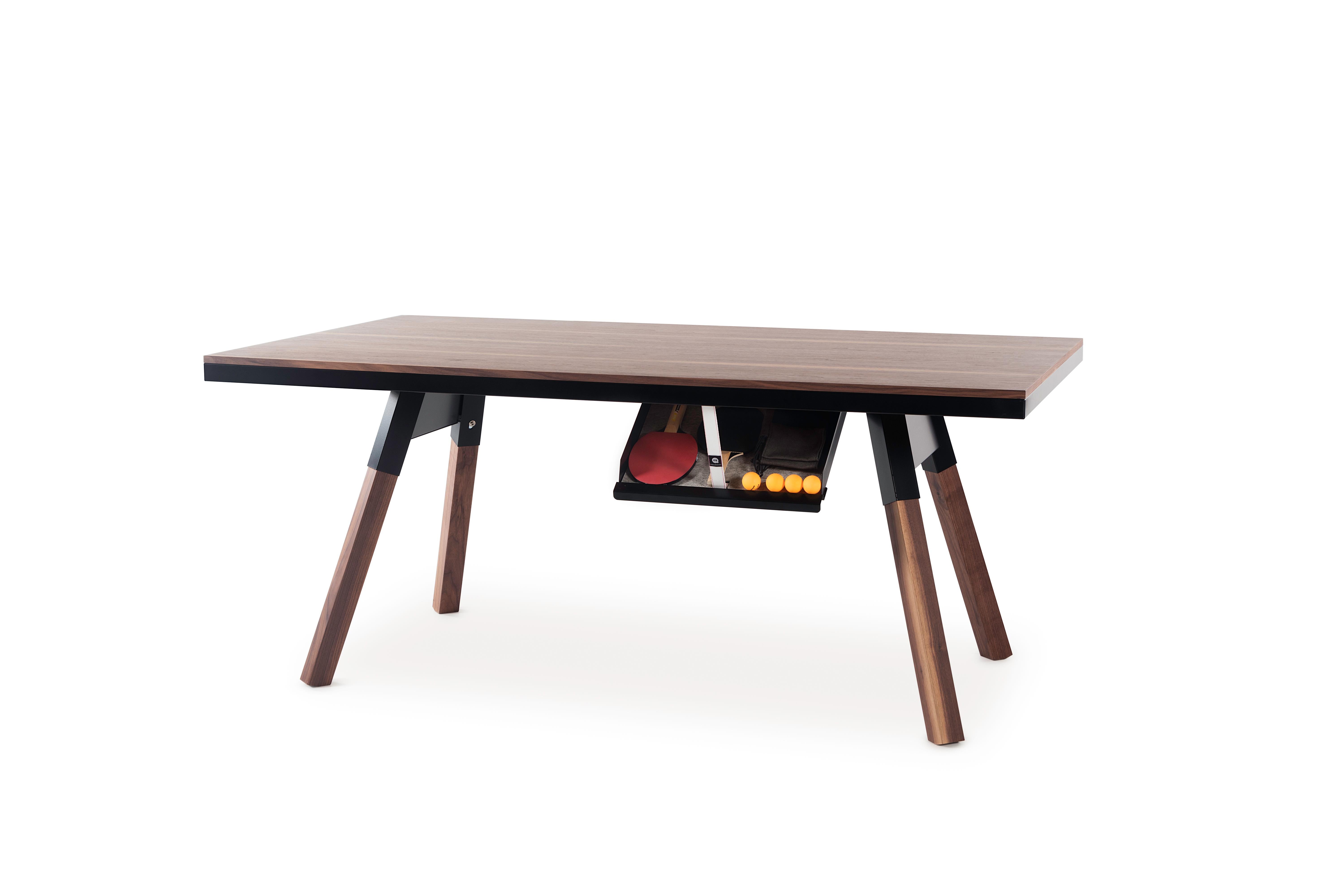 You and Me Indoor Ping Pong Table by RS Barcelona in Walnut Wood & Black For Sale 11