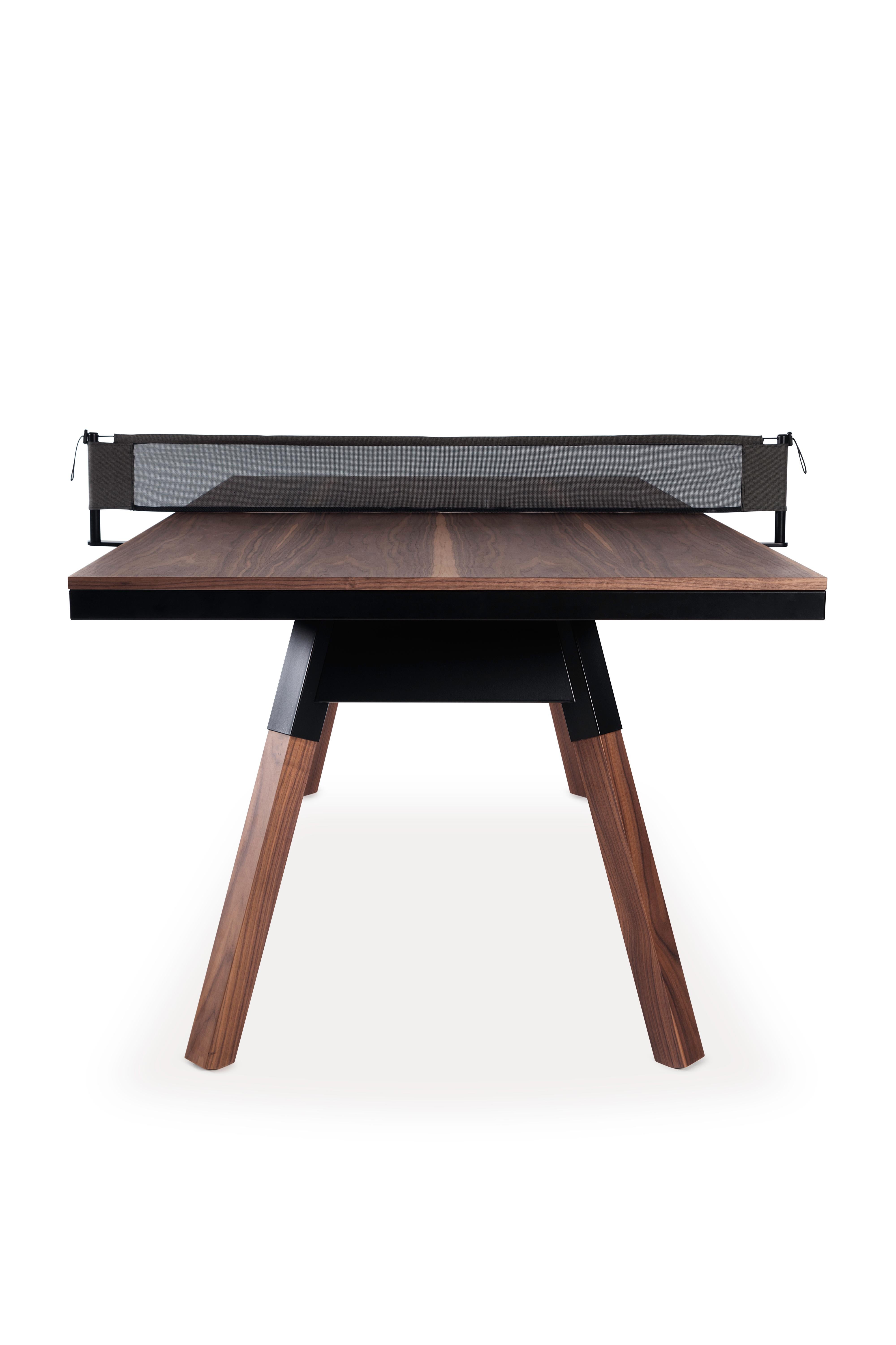 You and Me Indoor Ping Pong Table by Antoni Pallejà Office.

You and Me is a ping pong table. It is slightly smaller measures than the tournament ones, with a surface and a design that provide total playability. And, it is also a dining table, an