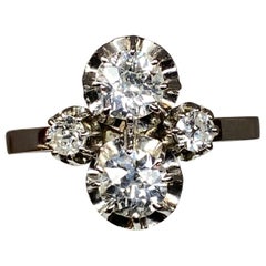 Du und ich Ring aus 18 Karat Gold und Platin mit Diamanten besetzt, um 1930