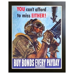 "Sie können es sich nicht leisten, eine von beiden zu verpassen! Buy Bonds Every Payday" Vintage WWII Poster