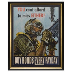"You Can't Afford to Miss Either" Vintage WWII Bonds Poster, 1944