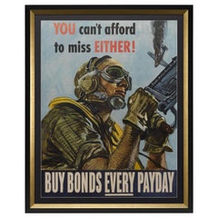 ""You Can't Afford to Miss Either" Vintage WWII Bonds Poster, 1944