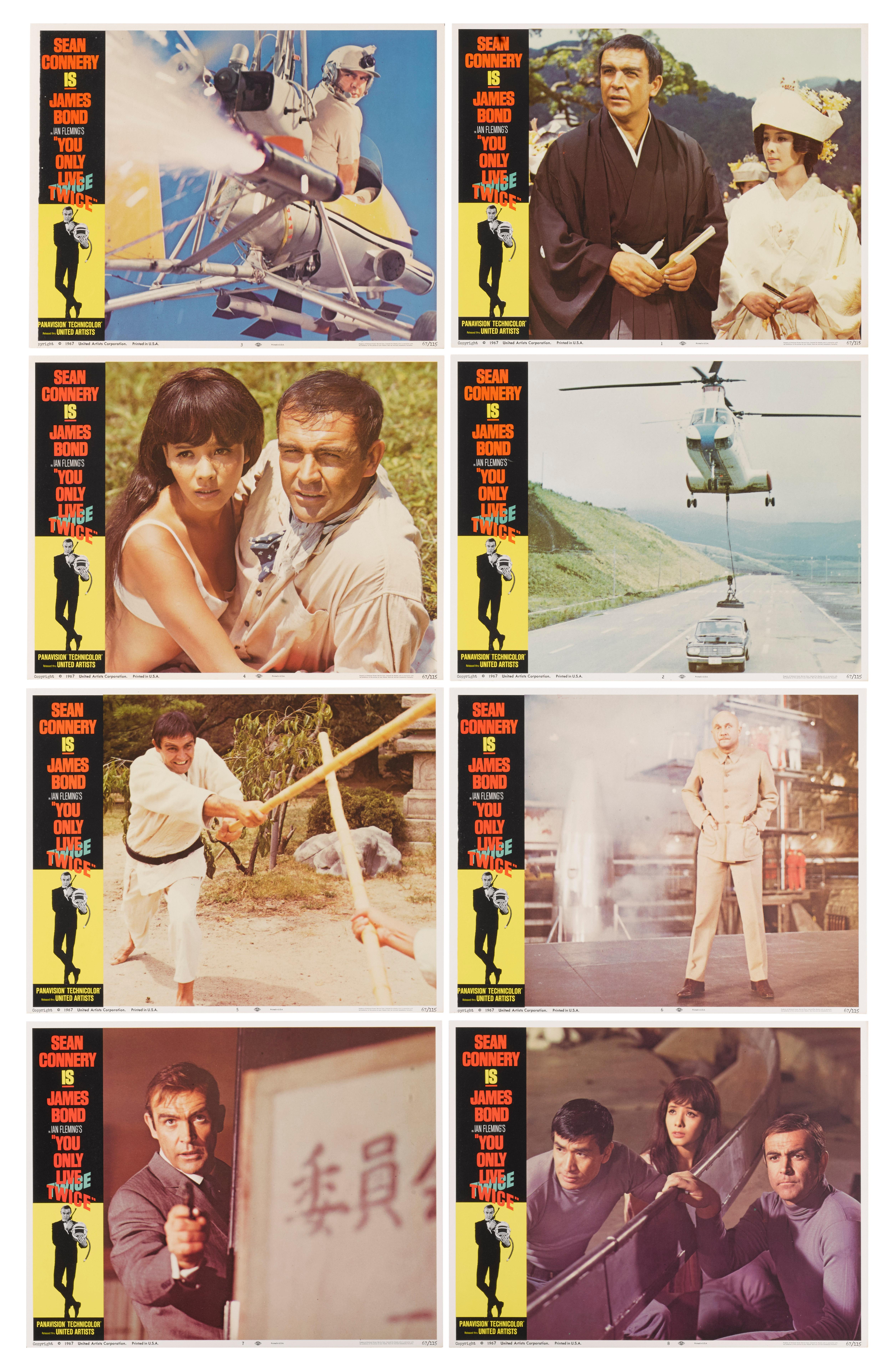 Original US set of 8 Lobby cards for the fifth James Bond film.
This set of lobby cards would be sent out flat packed in strong card and shipped by Federal Express.