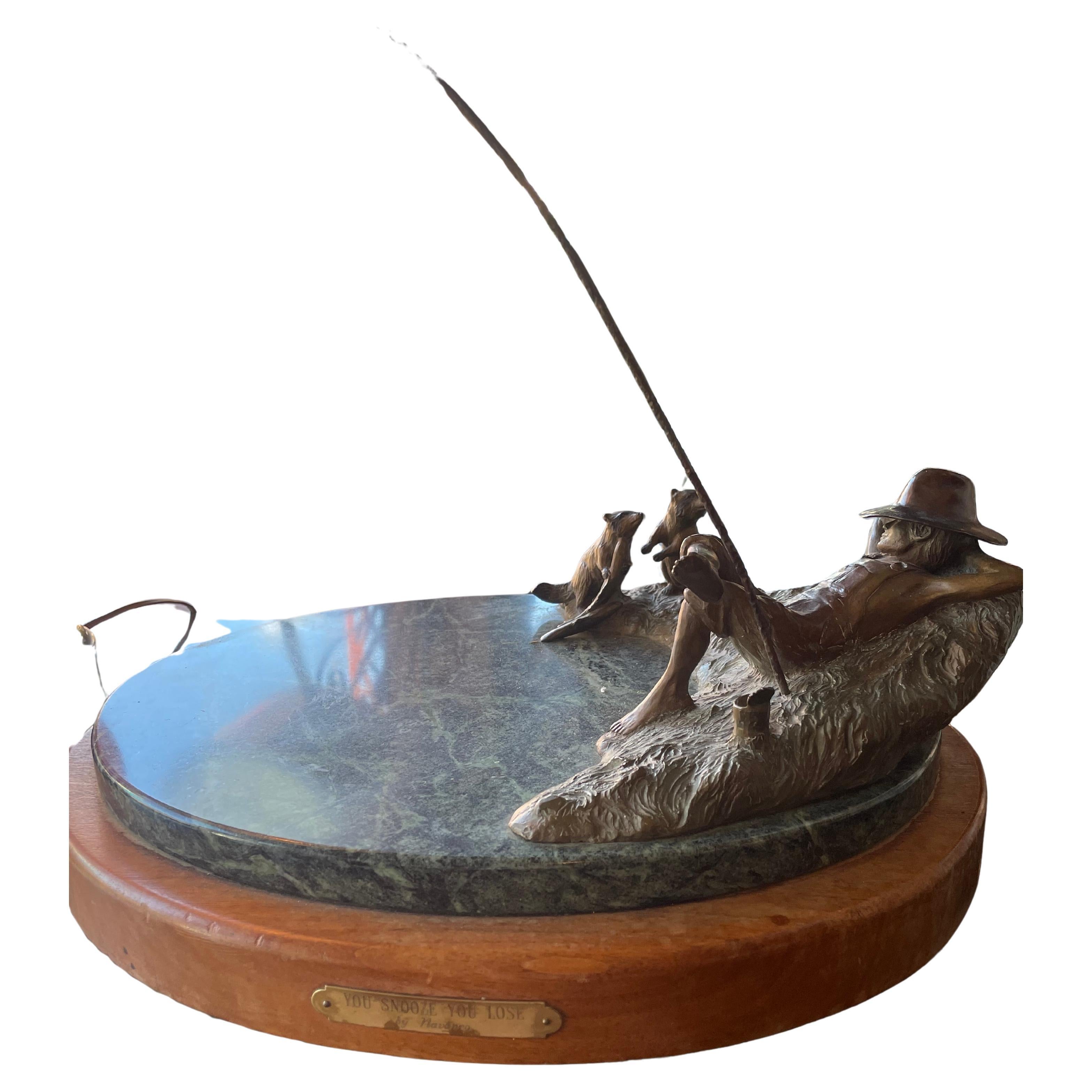 "You Snooze, You Lose" Bronze Sculpture by Chris Navarro For Sale