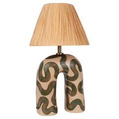 'You' Table Lamp - Cream and Green Swirl
