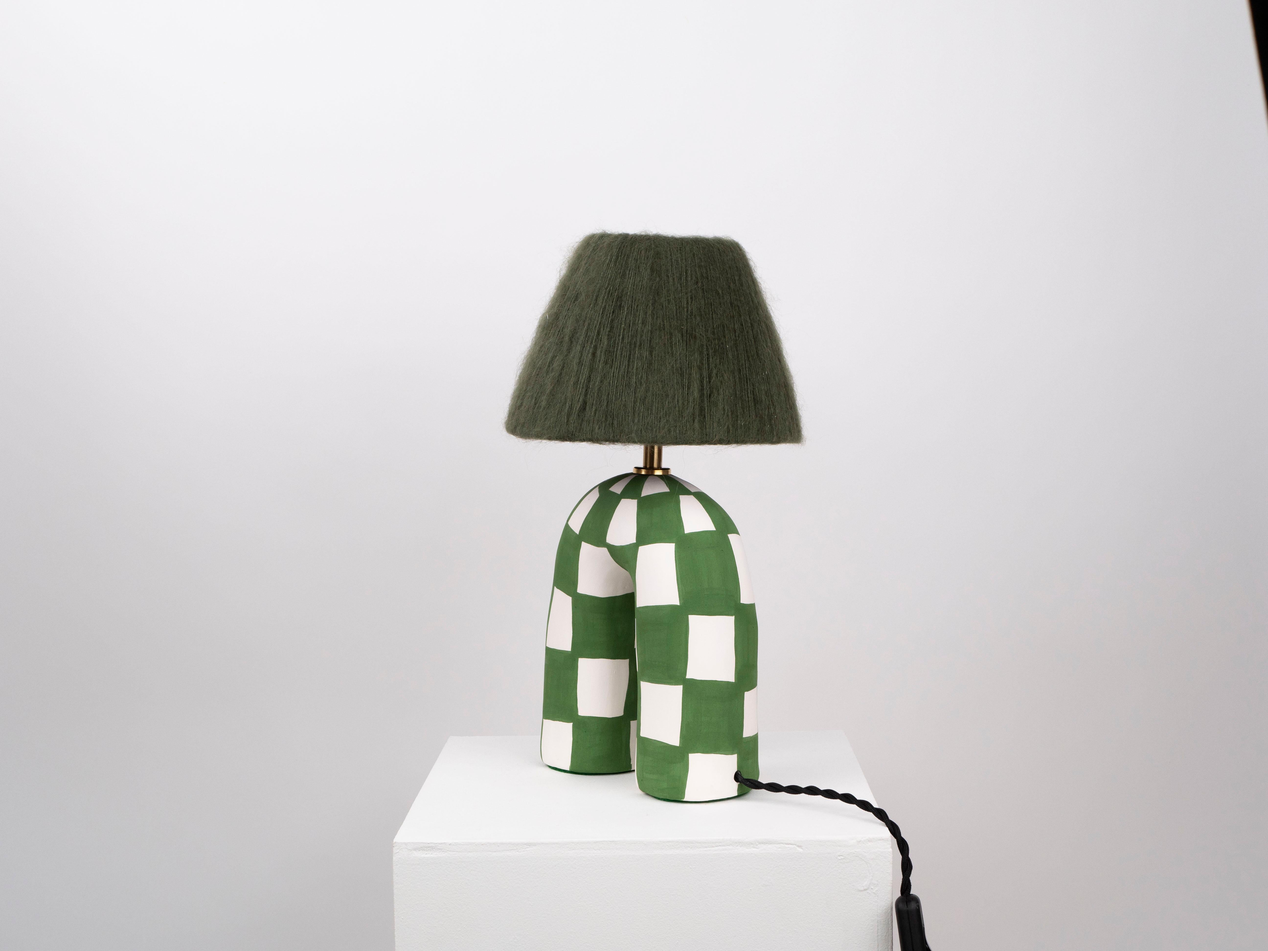 British 'You' Table Lamp - Emerald Checkerboard (Matte) For Sale