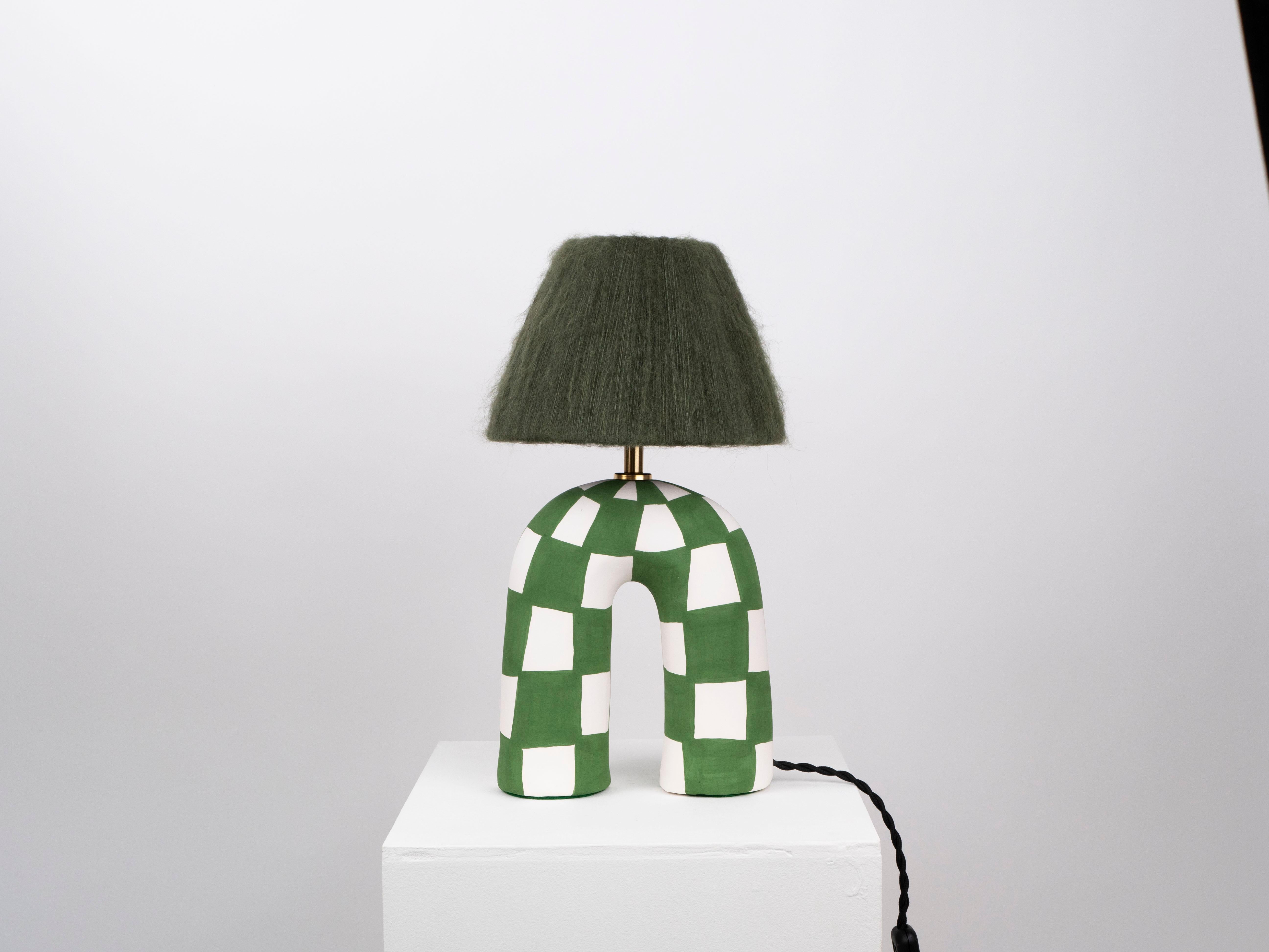 'You' Table Lamp - Emerald Checkerboard (Matte) In New Condition For Sale In London, GB