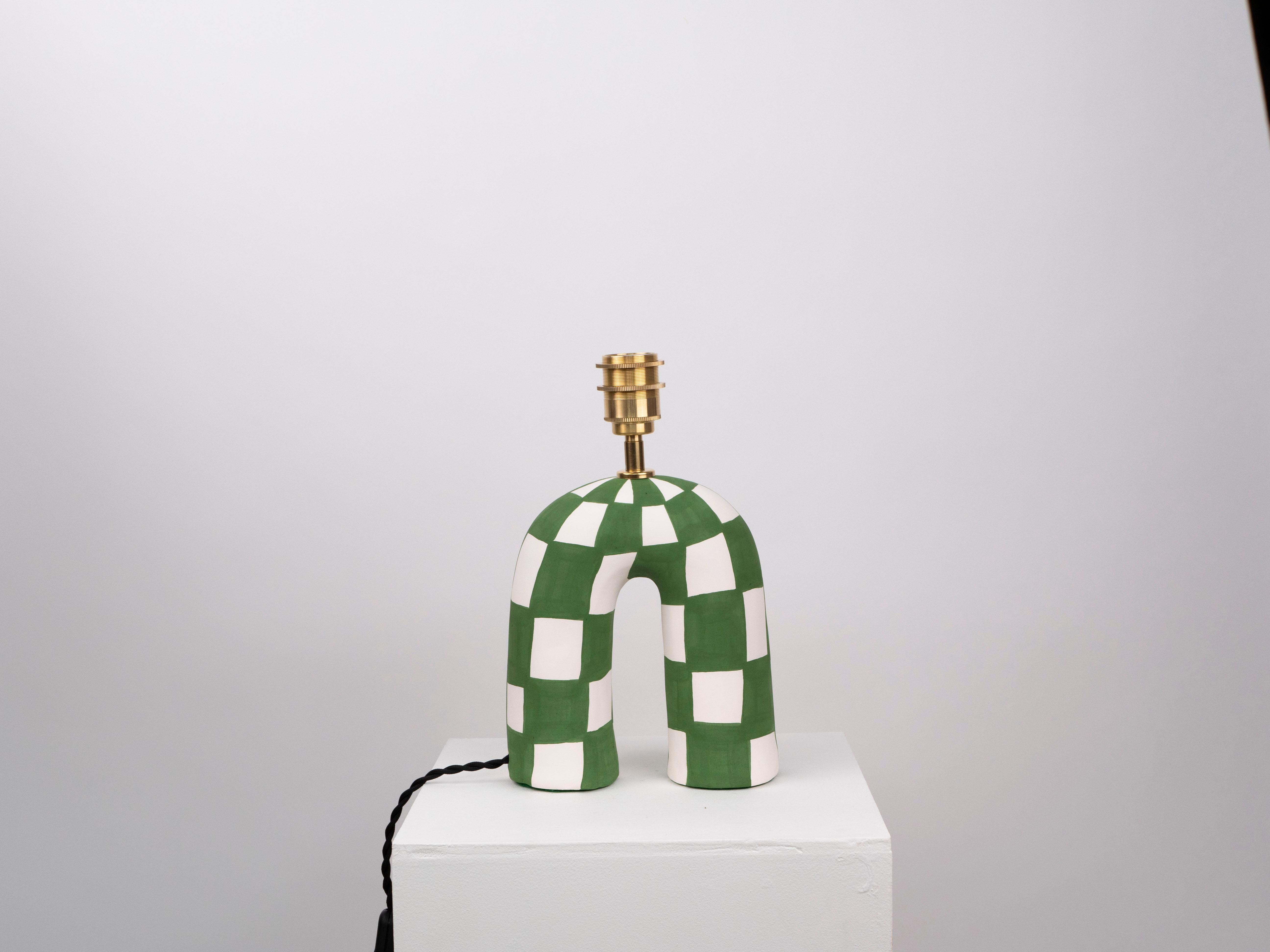 Contemporary 'You' Table Lamp - Emerald Checkerboard (Matte) For Sale