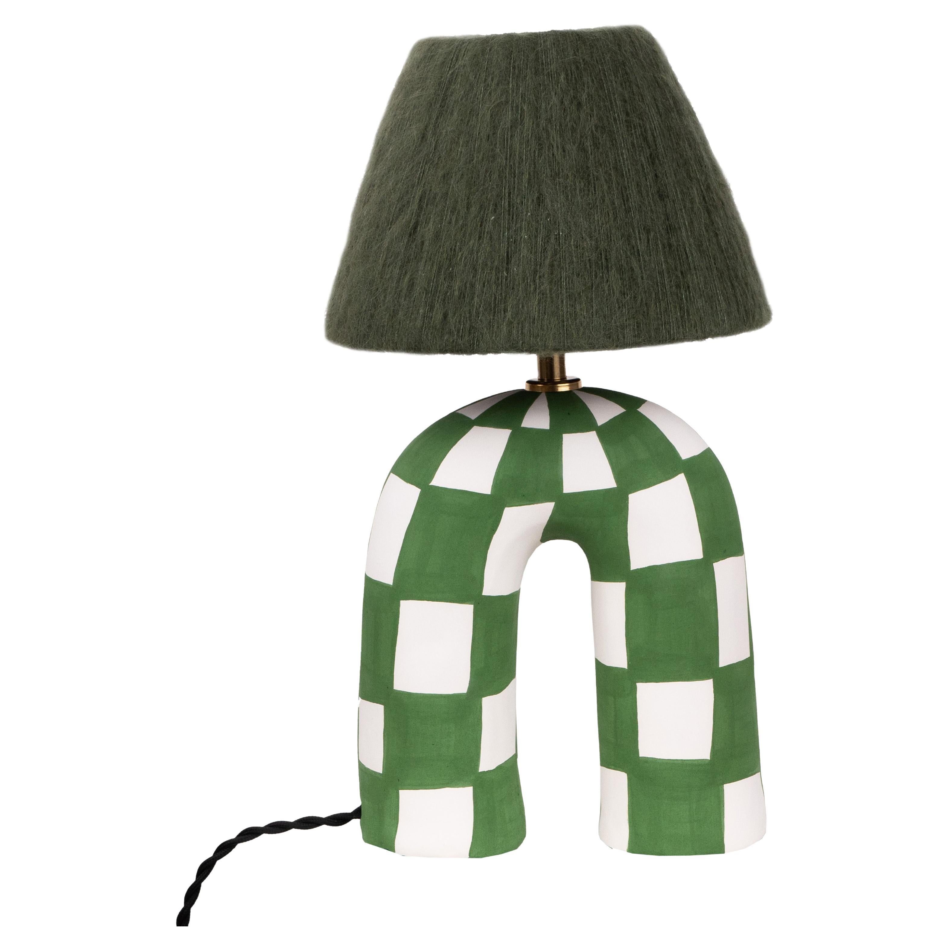 'You' Table Lamp - Emerald Checkerboard (Matte) For Sale