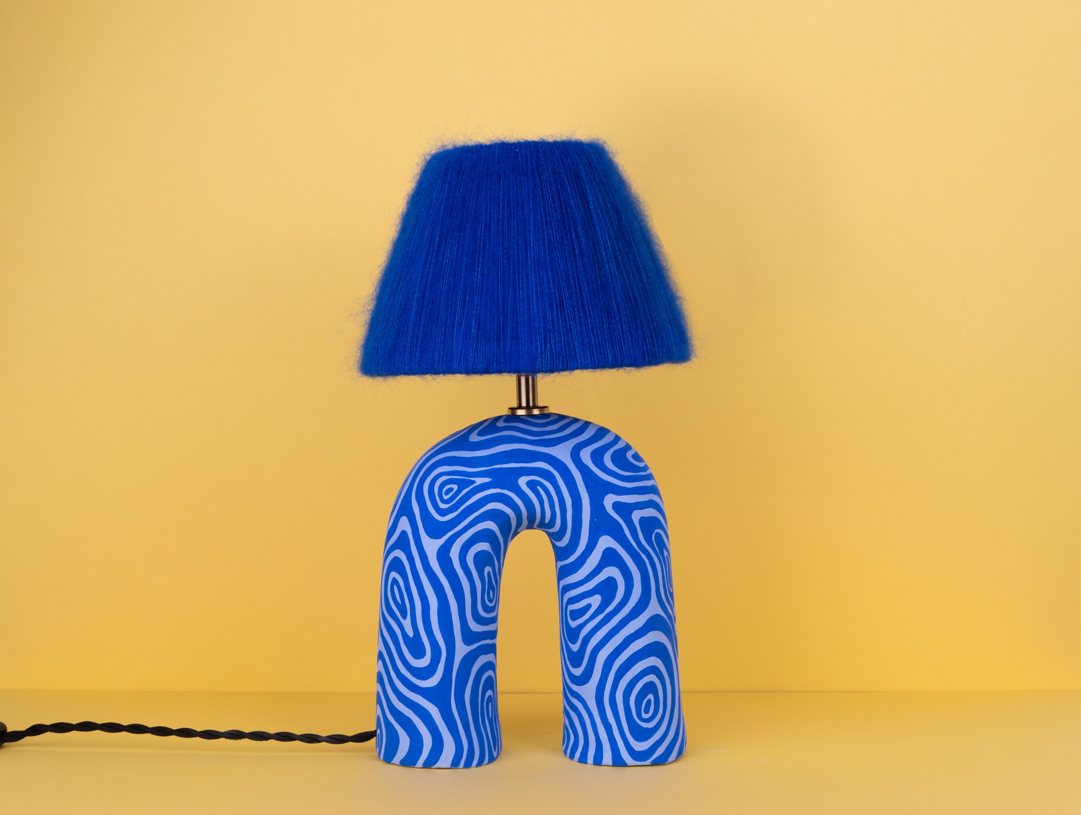 'You' Table Lamp - Two Tone Blue Swirl (Matte) In New Condition For Sale In London, GB