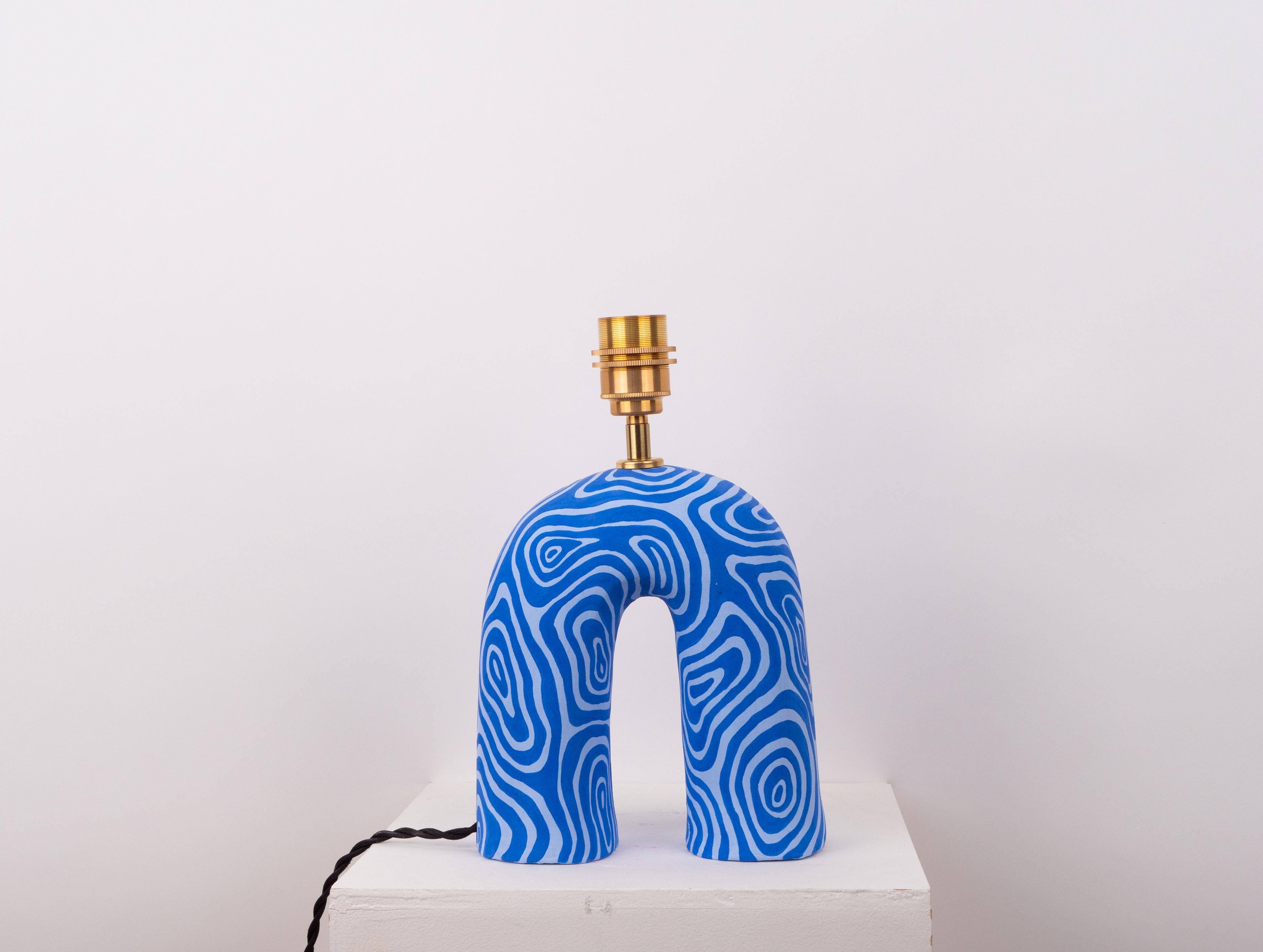 Contemporary 'You' Table Lamp - Two Tone Blue Swirl (Matte) For Sale