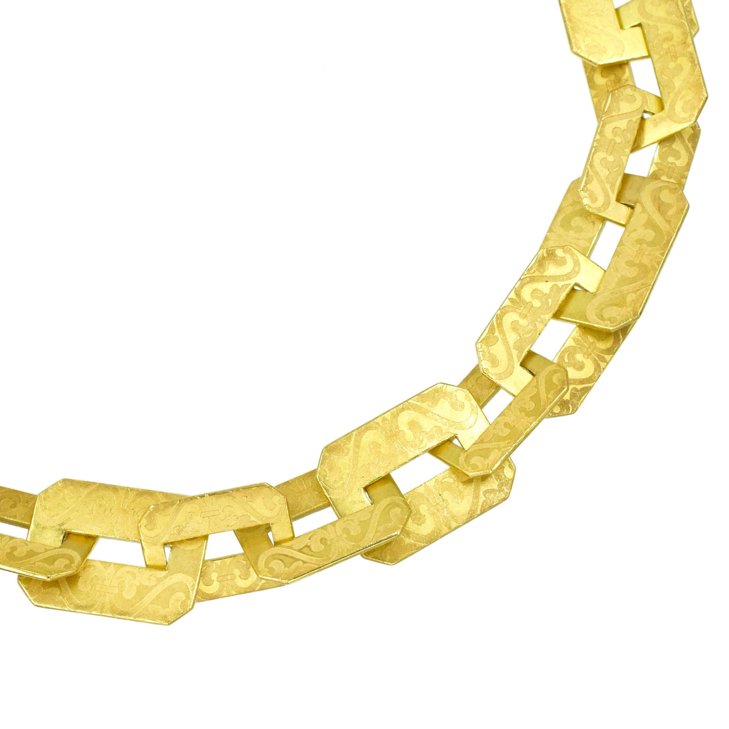 Donna Collana a maglie rettangolari in oro giallo 18k Youmna in vendita