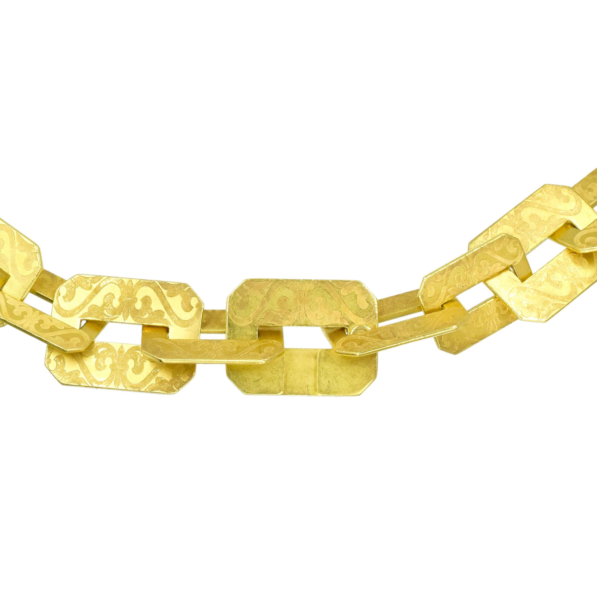 Collana a maglie rettangolari in oro giallo 18k Youmna in vendita 2